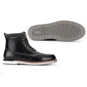 HARRISON MYLES Mens Casual Fur-Lined Moc-Toe Boots with Side Zipper